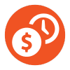 Time Deposit Icon with clock and number sign on  circle