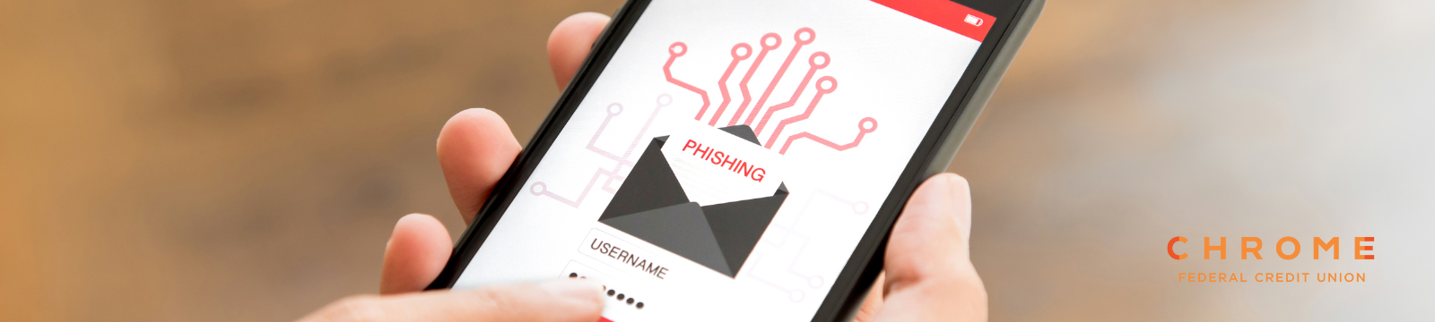 hand holding phone with envelope icon that says Phishing