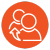 Icon of two people figures with an arrow pointing to the person figure in the back of the other.